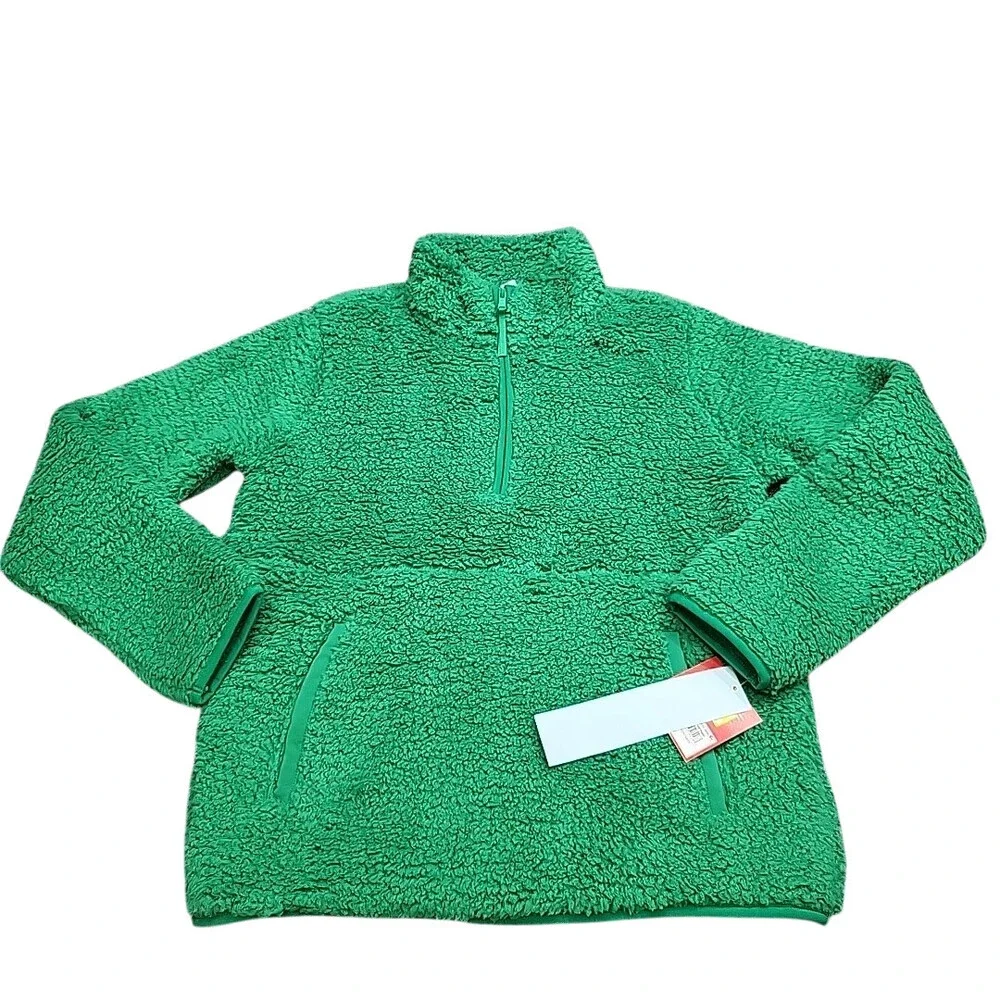 Kids Boys Girls Long Sleeve Sherpa Lounge Pullover Top X-Large Size 14 Green